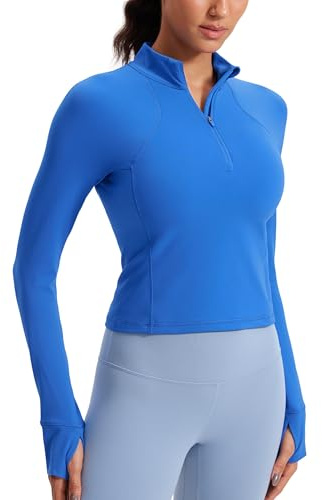 CRZ YOGA Butterluxe Top Corto Media Cremallera Azul Destello 40