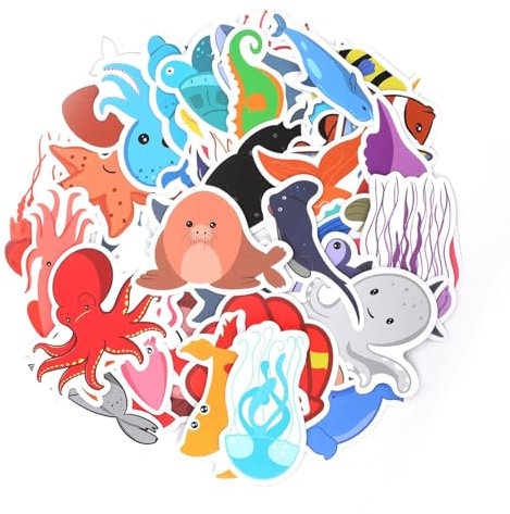 Cosmeria 60 Stück Unterwasser Tier Aufkleber wasserdichte Meereslebewesen Sticker Für Kinder Aquarium Deko Für Flaschen Handys Computer Laptops