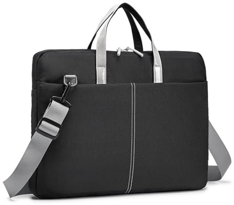 SPAHER Bolso Portatil Mujer 15,6 Pulgadas Funda Portatil Maletin Portatil Profesor Bolso Portadocumentos Mujer Bolsa Ordenador Portatil Trabajo Maletin Oficina Messenger Laptop Bag Negro