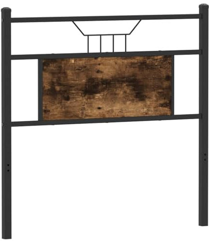 vidaXL Tête de lit chêne fumé 90 cm Bois d'ingénierie et Acier, Panneau de tête, tête de lit pour lit Simple, tête de lit Simple