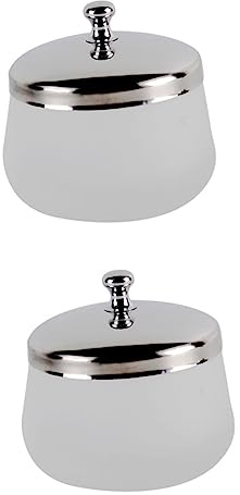 ARTSEWPLY Gobelet de Nettoyage pour Manucure 2 Pièces Verre Cristal Rond Couvercle Inoxydable pour Retirer Vernis Semi-permanent Usage Professionnel et Privé