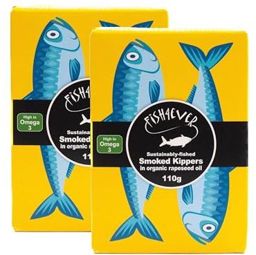 Fish 4 Ever | Smoked Herring Kippers In Organic Rapeseed Oil - Sustainably Fished. Tin Canned Food Rich In Omega-3. Great Used On Bread Or With Eggs |110g (Pack of 2)