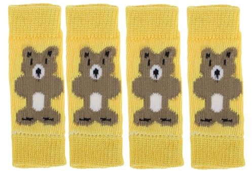 CAPASTEC Packung Mit 4 Hundebeinwärmern Winter Weiche Warme Gestrickte Hundebeinsocken Hundebeinschoner Gelenkschutz Geeignet Für Kleine Hunde Kätzchen Welpen Groß Gelb Bär
