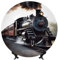 BSCKKDMN Piatti decorativi in porcellana Bone China, treno a vapore Piatto decorativo in ceramica con espositore Piatti piani Artigianato 6 pollici Ornamenti in ceramica Decorazione da parete per casa