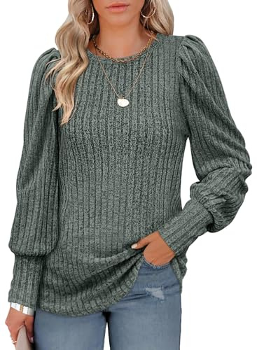 IVIR Women's Knit Jumpers Crew Neck Long Sleeve Sweater Ladies Casual Classic Plain Jumpers