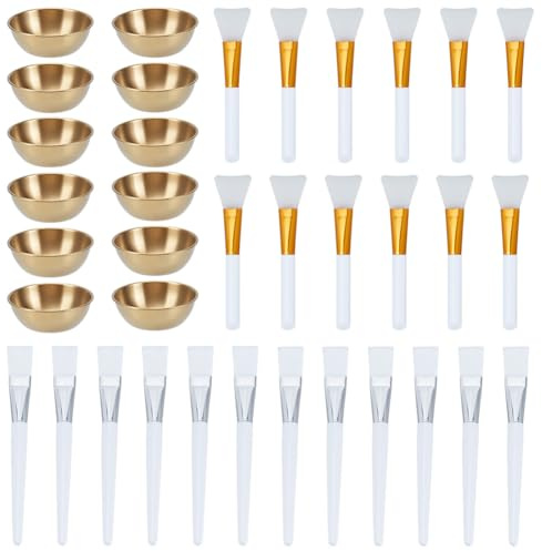 WEBEEDY 36pcs Facial Bowl and Brush Set 8.5x3cm Stainless Steel Face Mask Mixing Bowl Small Esthetician Facial Bowls Spa Supplies for Estheticians Women Cosmetic Beauty
