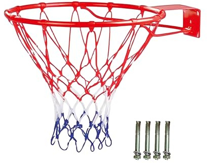 Relaxdays Basketballkorb Wandmontage, inkl. Netz & Dübel, Outdoor geeignet, Ø: 45 cm, Basketballring Eisen, Farbwahl