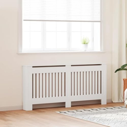 Mokuyary Heizkörperverkleidung, weiß, MDF, 172 cm, dekorativ, für Wohnzimmer, Schlafzimmer, Flur