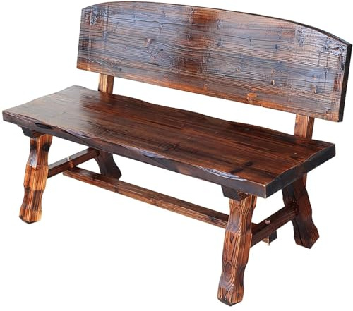 Outdoor Gartenbank aus Holz ohne Armlehnen, wetterfest 100x47x73cm Terrassenfell für Terrasse, Park, Hof, Balkon, Veranda, Garten