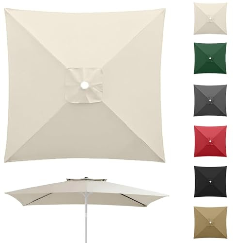 Auvent De Rechange Pour Parasol Carré 2x2m 3x3.0m Toile De Rechange De Parasol 4/8 Baleines Dessus De Parapluie De Remplacement En Polyester(Beige,3x3.0m/9.8ftx9.8ft-8ribs)