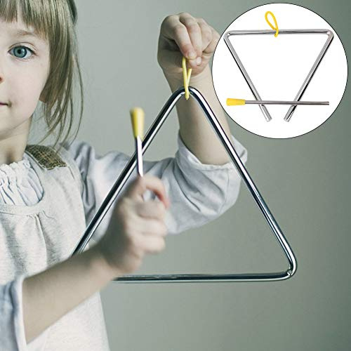 Generic Hochwertiges Dreieck-Musikinstrument aus Stahl mit Kunststoffbeschichtetem Stab für Kinder, Frühe Musik, 15,2 Cm, Gelb