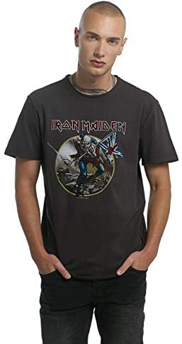 Amplified Men's Ironmaiden Trooper T-Shirt, Grey (Charcoal), Small