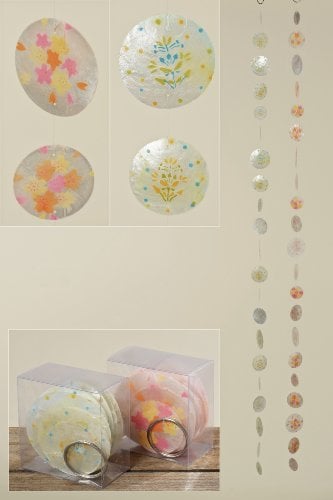 Capiz Muschel Girlande Windspiel Perlmutt pink/orange oder blau/orange Stückpreis