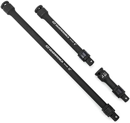 GearWrench 3 Pc. 3/8 Drive Impact Locking Extension Set 3, 6 & 12 - 84927N, Black