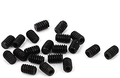 sourcing map 20 Stück M1,6x2,5mm Metrisch Legierter Stahl Innensechskant Satz Becher Madenschrauben Schwarz für Handtuchhalter Türgriff