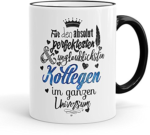 Funtasstic Tasse Für den absolut perfektesten Kollegen - Kaffeepott Kaffeebecher 300 ml, Farbe:schwarz