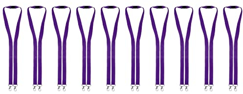 Karteo Schlüsselband mit Doppelkarabiner lila [100 Stück] Lanyard mit 2 Karabiner Haken und Sicherheitsverschluss für Ausweishüllen