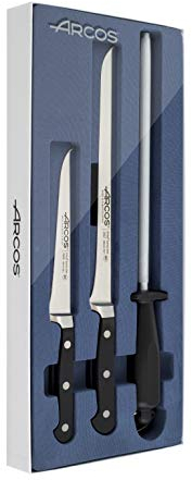Arcos Clasica - Set Couteau à Jambon 3 pièces - Acier Inoxydable Forgé - Manche POM - Couleur Noir