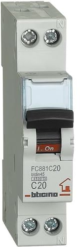 Interruttore Magnetotermico BTicino Modulare FC881C20 C20 1P+N 1M 4.5kA