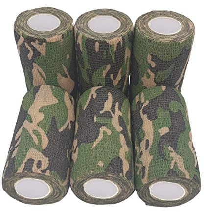 Pinto Med - Cohesive Bandage Stretched - Camouflage Green Army - 6 Rolls x 10cm x 4.5m Self-Adhesive Flexible Bandages, Professional Quality, First Aid Sports Wrap Bandages. Perfect for Hunting.