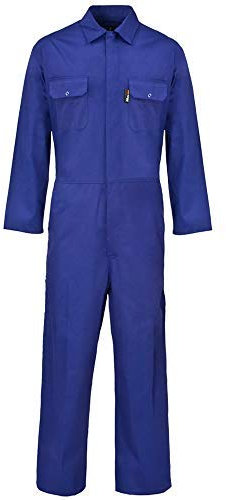 Pro-work Herren-Overall aus strapazierfähigem Polyester-Baumwoll-Mischgewebe, Arbeitskleidung mit durchgehendem Nietenverschluss und elastischem Bund + Sicherheitsspezifikationen, königsblau, 55