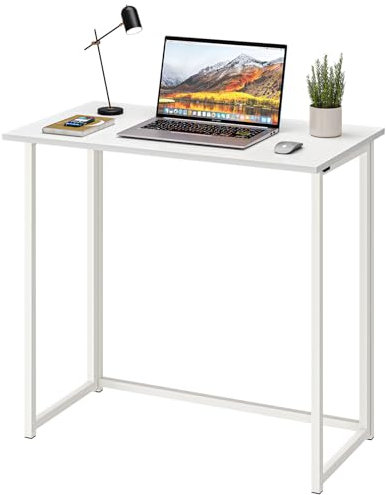 Dripex Compact Folding Desk No Assembly Required Computer Desk Folding Hobby Craft Table, White