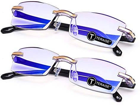 TERAISE Lesebrille, rahmenlos, Diamantschliff-Design, Anti-Ermüdung, klare Lesebrille für Männer