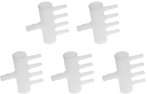 MroMax 4-Wege-Luftleitungs-Verteiler für Aquarien, 8 mm bis 4 mm, Kunststoff, für Luftströmungsdiffusion, 5 Stück