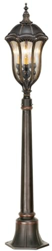 Casa Padrino Barock Gartenlaterne Braun/Bronze/Gold Ø 24,1 x H. 131,7 cm - Elegante Außenstehleuchte - Nostalgische Außenbeleuchtung