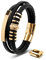 SERASAR Lederarmband Herren 23cm Gold Männer Armband Leder Armreif Lederband Herrenarmreif Armschmuck Schmuck Herrenschmuck Flecht Wickelarmband Kette Leather Bracelet