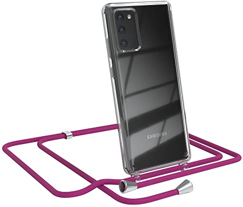 EAZY CASE Handykette kompatibel mit Samsung Galaxy Note 20 / Note 20 5G Handyhülle mit Umhängeband, Handykordel mit Schutzhülle, Silikonhülle, Hülle mit Band, Stylische Kette, Pink
