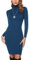 Irevial Robe Col Roulé Femme Hiver Manche Longue Tricot Laine Soirée Décontractée Haut Élégante Jean Bleu, XL