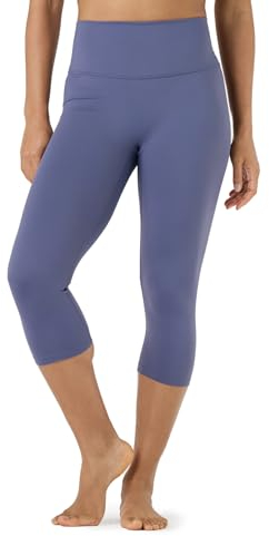 LAPASA Damen Capri 3/4 Sport Leggings hoher Bund Push Up High Waist Taschen L02A1 (ohne Tasche: Stahlblau, L)