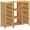 sogesfurniture Badschrank Bambus, Badezimmerschrank, Beistellschrank mit 4 Ablagen und 2 Lamellentüren Aufbewahrungsschrank für Badezimmer, Wohnzimmer, Küche, 100x33x87cm