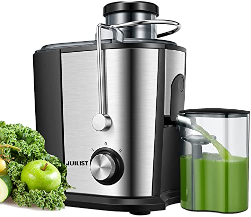 Juilist Juicer, Max Power 900W Juicer Machines with Anti-drip & Anti-slip Function, Juicers Whole Fruit and Vegetable with 3-Inch Wide Mouth Food Chute, 2 Speeds, Recipe Included, Easy to Clean 600W