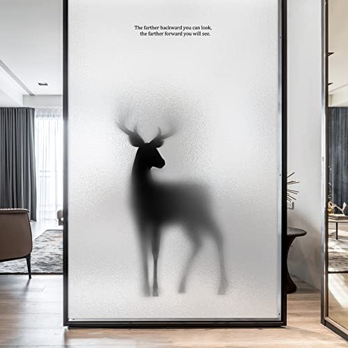 Fensterfolie Selbsthaftend Blickdicht Tier Hirsch Sichtschutzfolie Fensterfolie Anti-UV Dekorfolie Statisch Fensteraufkleber für Wohnzimmer Küche Büro (90x200 cm)
