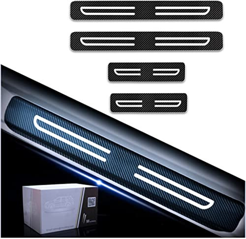 Muchkey Auto Einstiegsleisten Aufkleber für Toyota Auris Aygo C-HR Corolla Hilux Land Cruiser Prius RAV 4 Verso Yaris Carbon Fiber Autotürschutz/Einstiegsleistenschutz Auto Zubehör 4 Stück Weiß