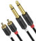 J&D Cinch auf 6,3mm Klinke Kabel, Gold-Plated [AudioWave-Serie] 2 x Male Chinch Stecker zu 2 x 6,3mm 1/4'' Klinke mono Audio Adapter Y-Splitter-Cinch-Kabel