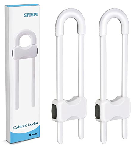 SPISPI Baby Proofing Cabinets,Cabinet Locks for Babies,U-Shaped Child Locks for Cabinets, Child Proof Cabinet Latches,Child Safety Cabinet Locks with Adjustable by (Pack of 2)