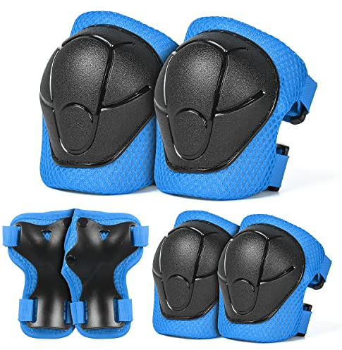 VICTGOAL Knieschoner Kinder Schonerset Inliner Schützer, 6 in 1 Schutzausrüstung Set für 3-8 Jahre Kleinkind Jungen Mädchen, für Skateboard Roller Skating Radfahren Sport (Größe S: 3-8 Jahre, Blau)