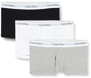Calvin Klein Boxer Uomo Confezione da 3 Low Rise Trunks Cotone Elasticizzato, Multicolore (Black, White, Grey Heather), L