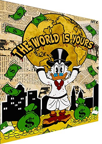 Magic Canvas Art Dagobert Duck World Pop Art Leinwandbild 1- teilig Hochwertiger Kunstdruck Wandbilder – B8319, Material: Leinwand, Größe: 40 x 30 cm