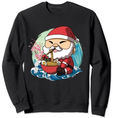 Ramen Christmas Santa Claus Great Wave Kanagawa Sweatshirt