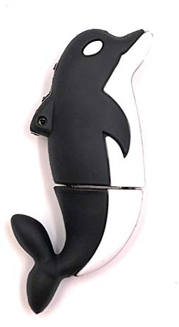 Onwomania Delfin Fisch Ozean Tier in Schwarz Funny USB Stick 128 GB USB 3.0 Speicherstick USB-Datenträger