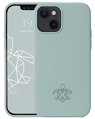 turtleandcase Silikonhülle für iPhone 13 Mini (5,4) - Silicone Case - Kostenloses Panzerglas - Hochwertiges Silikon mit Rundumschutz - Kratzfestes Mikrofaserfutter Schutzcase (Helles Minzgrün)