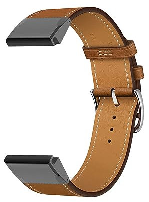 ZUREGO Leder Armband Kompatibel mit Garmin Fenix 7X/Fenix 7X Solar/Fenix 6X/Fenix 6X Pro/Fenix 5X /Fenix 5X Plus Armbänder, Echtleder Schlank Ersatzarmband mit Edelstahl-Verschluss (16)