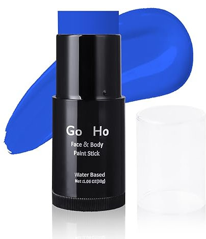 Go Ho Water Based Blue Face Paint Stick Washable (1.06 Oz),Non-toxic Cream Body Paint,Full-coverage Face Body Paint Makeup Stick for Adults Children Theater Halloween SFX Cosplay
