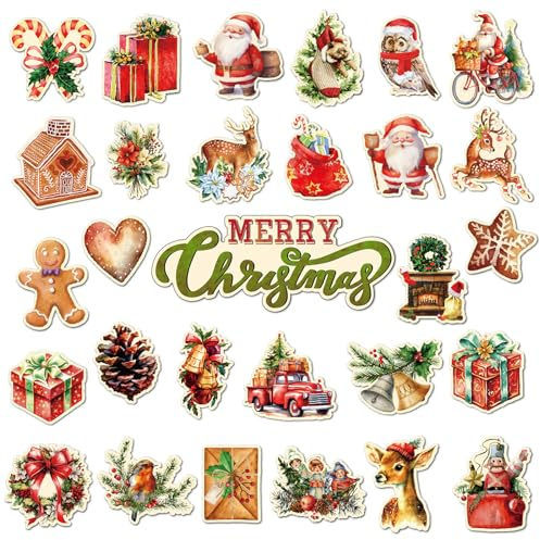 29 Pieces Christmas Refrigerator Magnets Retro Christmas Magnetic Refrigerator Cover Santa Claus Fridge Magnet Stickers Happy Holiday Decoration for Mailbox Locker Fridge Cabinets Home Decor(Retro)