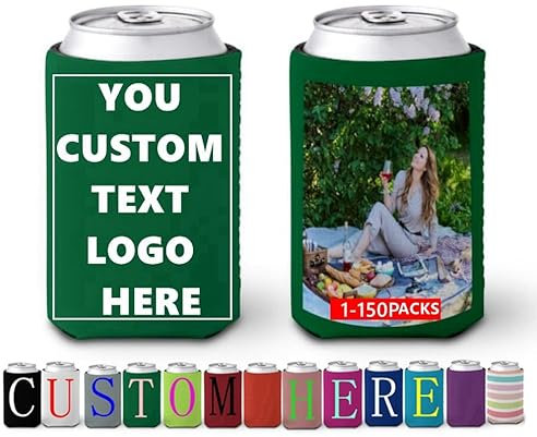 Custom Personalized Beer can Sleeve Cooler with Logo Image Text for Wedding Birthday Bachelorette Party Custom Bulk 1-150pcs