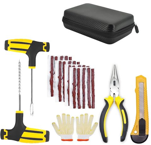 Hniuyun Tire Repair Kit, Tire Plug Repair Tools for Tubeless Tyre Flats for Cars, Motorcycle, Jeep, RV, ATV, SUV, Trailer, Tractor, Truck, Lawn Mower